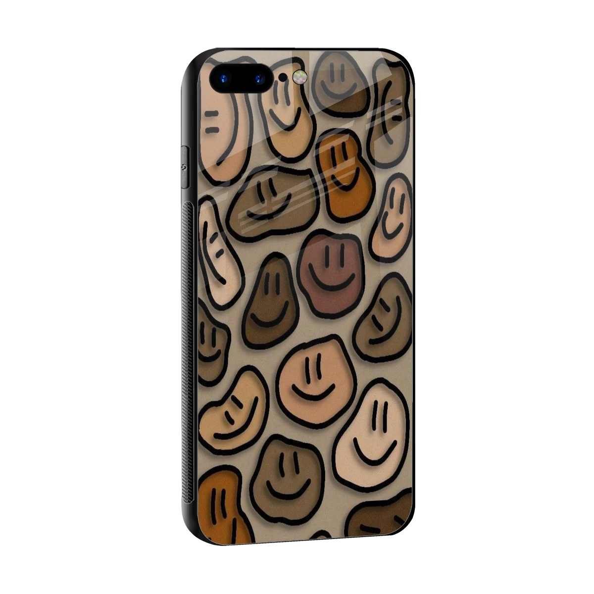 Toasty Brown Smileys sleek iphone 8 plus cover with tempered glass back and TPU edges
