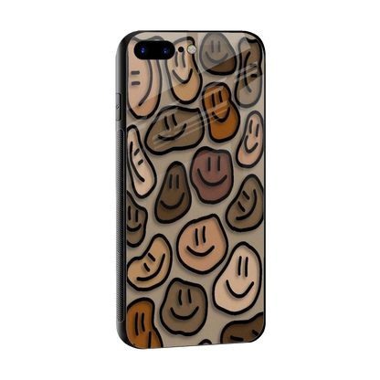 Toasty Brown Smileys sleek iphone 8 plus cover with tempered glass back and TPU edges