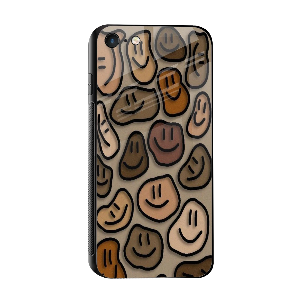 Toasty Brown Smileys sleek iphone 7 cover with tempered glass back and TPU edges