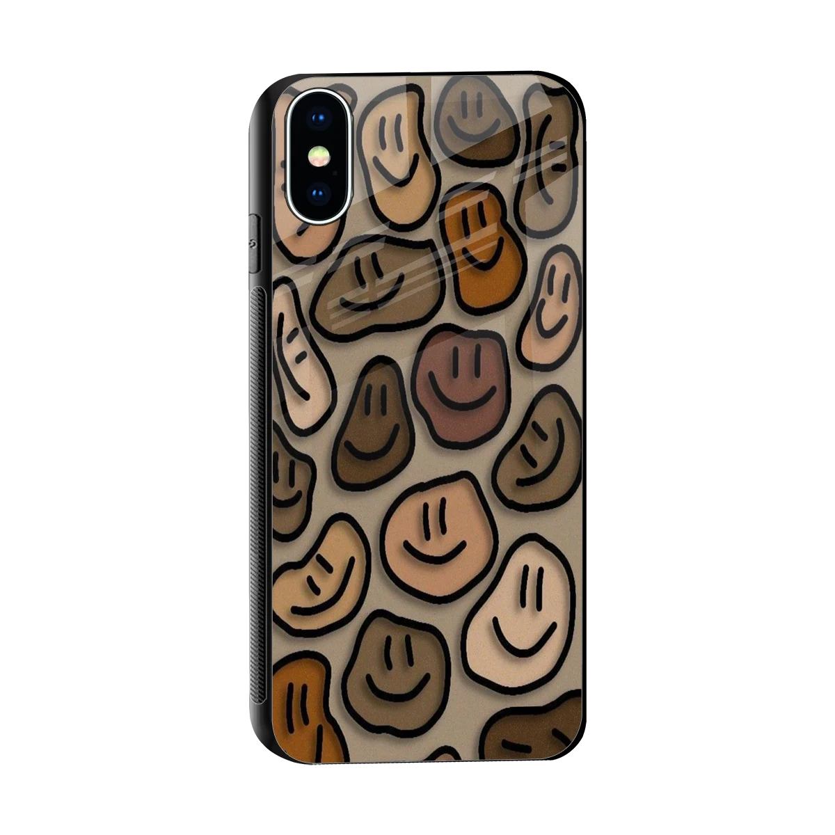 Toasty Brown Smileys sleek iphone x cover with tempered glass back and TPU edges