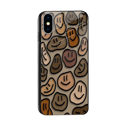 Toasty Brown Smileys sleek iphone x cover with tempered glass back and TPU edges