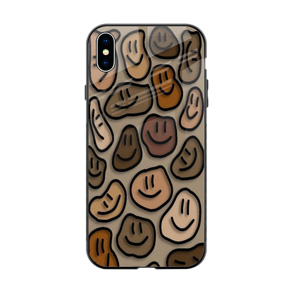 Toasty Brown Smileys back phone cover | glass case for iphone xs max