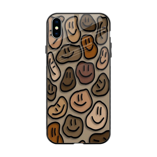 Toasty Brown Smileys back phone cover | glass case for iphone xs max