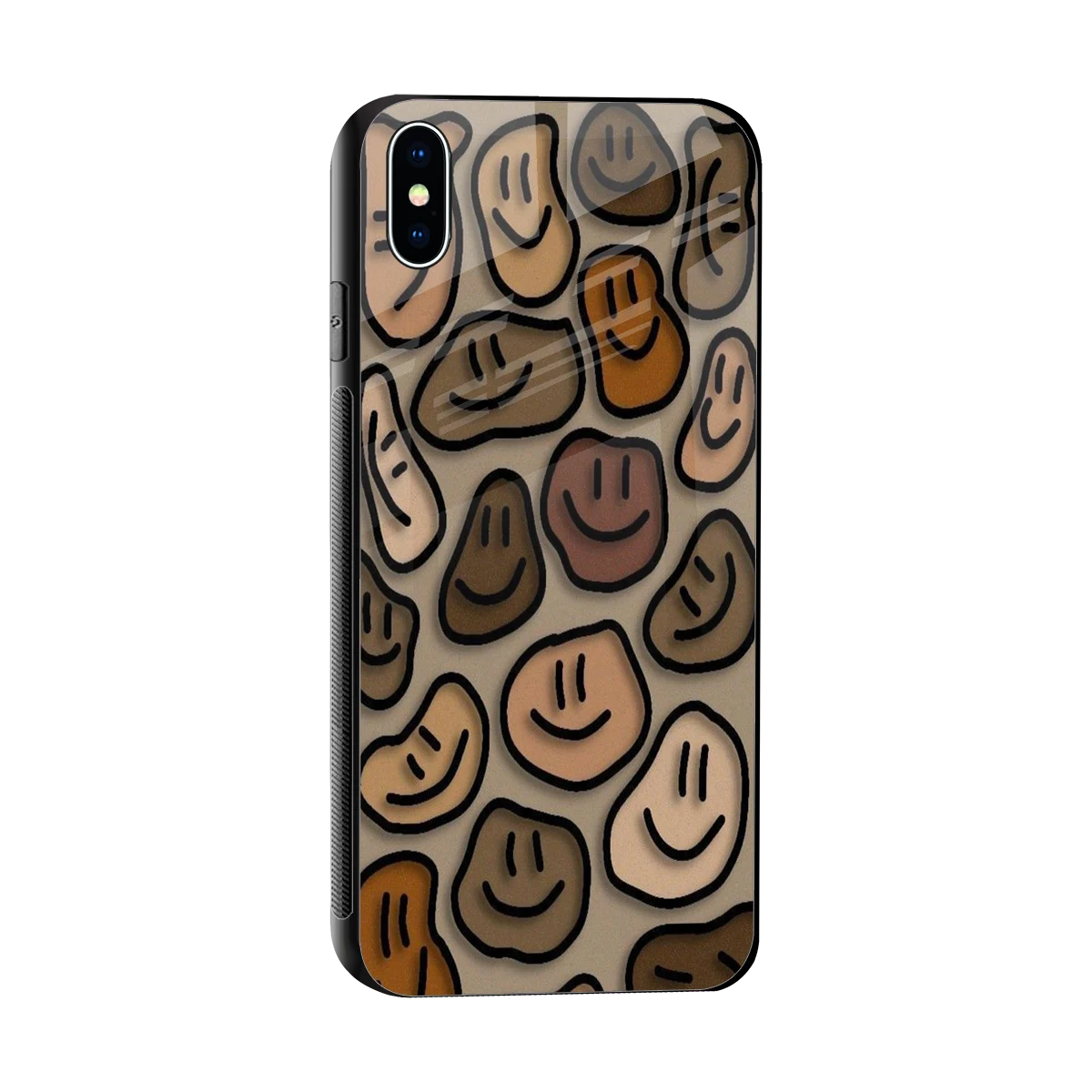 Toasty Brown Smileys sleek iphone xs max cover with tempered glass back and TPU edges