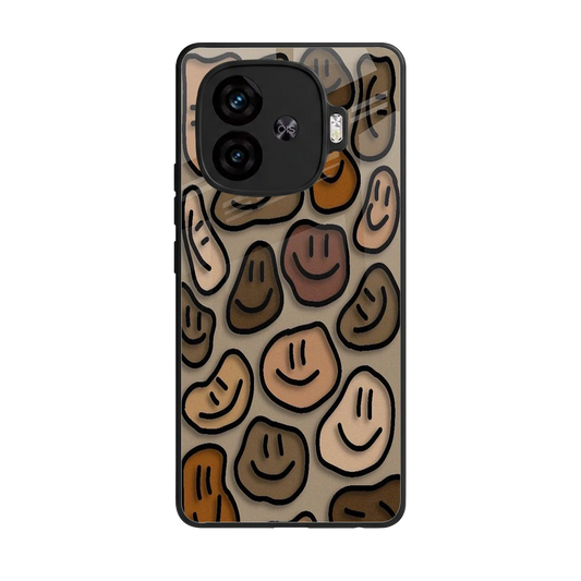Toasty Brown Smileys back phone cover | glass case for iqoo neo 10r 5g