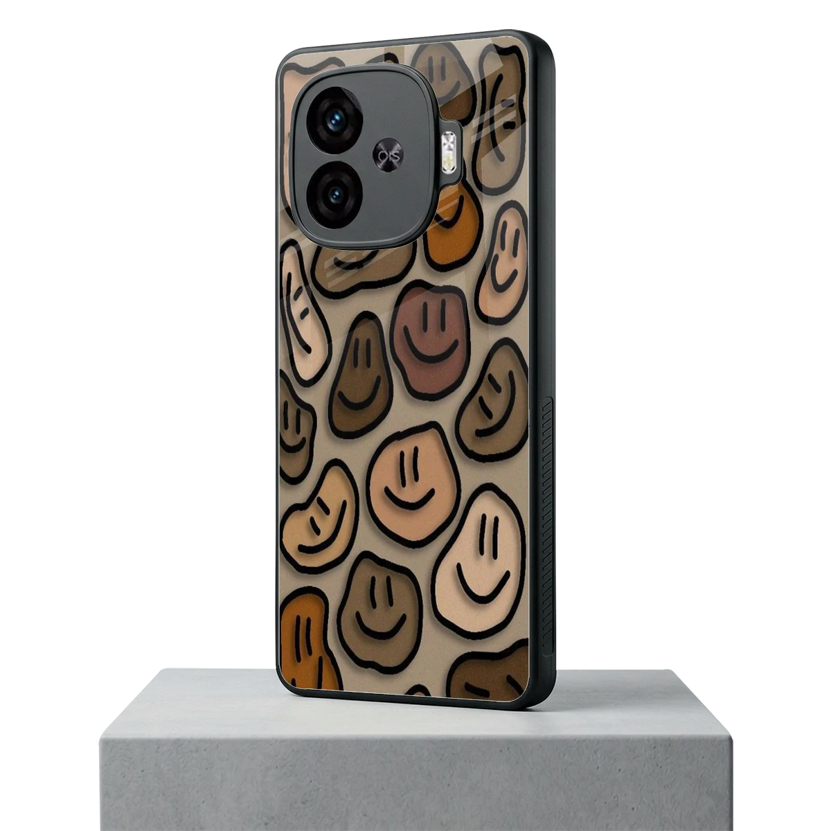 Toasty Brown Smileys iqoo neo 10r 5g mobile cover | shockproof glass phone case