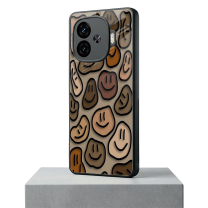 Toasty Brown Smileys iqoo neo 10r 5g mobile cover | shockproof glass phone case