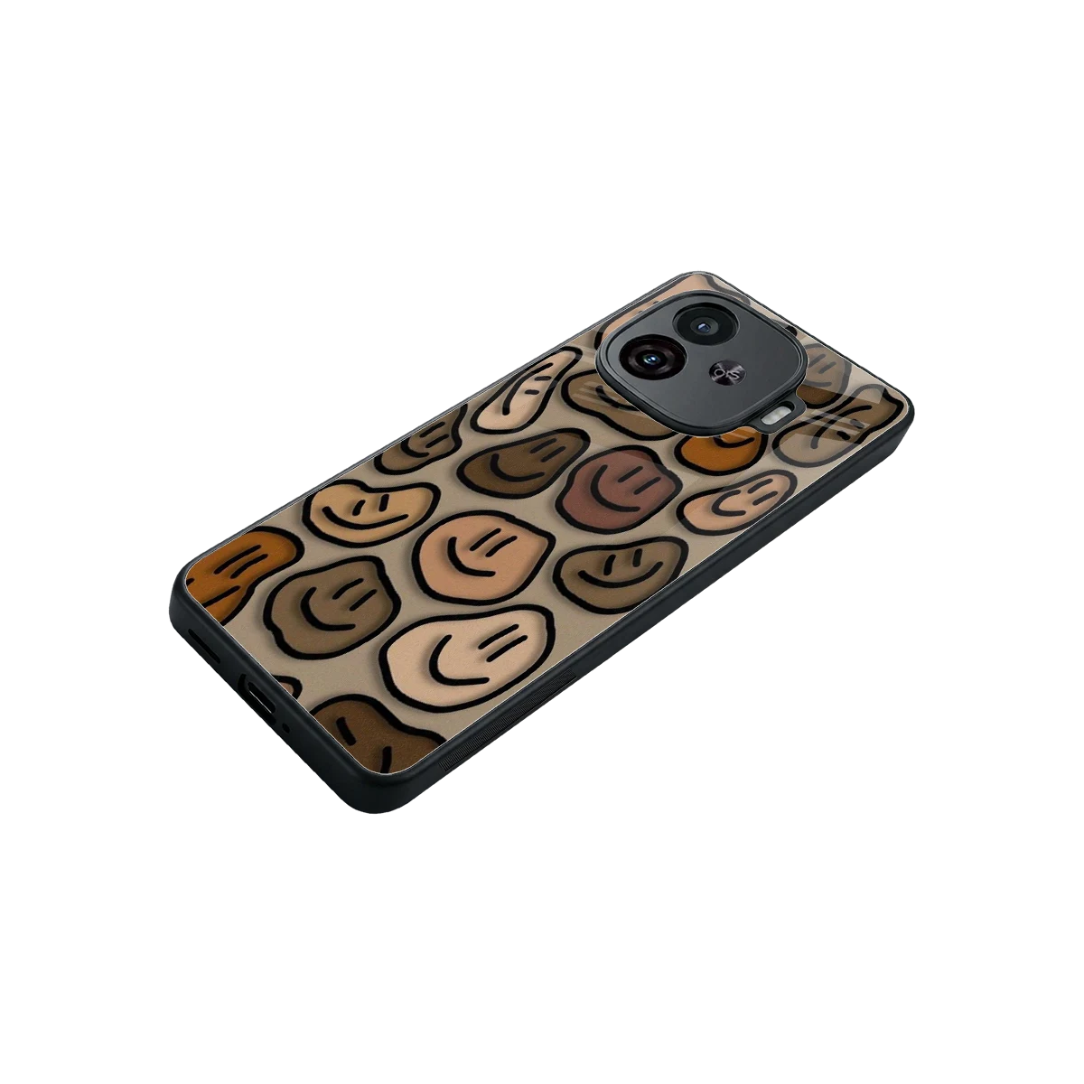 Toasty Brown Smileys stylish phone case for iqoo neo 10r 5g | glossy glass and slim fit