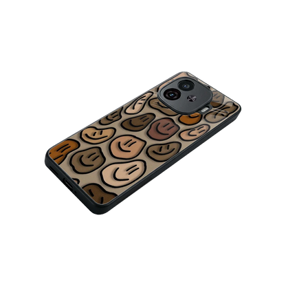 Toasty Brown Smileys stylish phone case for iqoo neo 10r 5g | glossy glass and slim fit