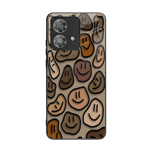 Toasty Brown Smileys back phone cover | glass case for motorola edge 40 neo 5g