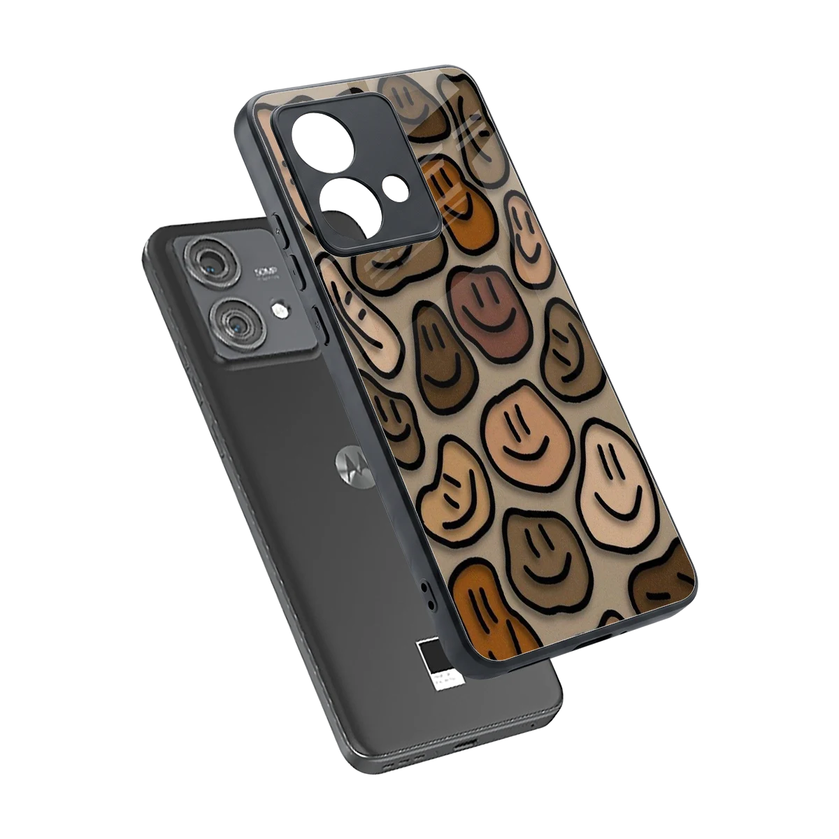Toasty Brown Smileys sleek motorola edge 40 neo 5g cover with tempered glass back and TPU edges