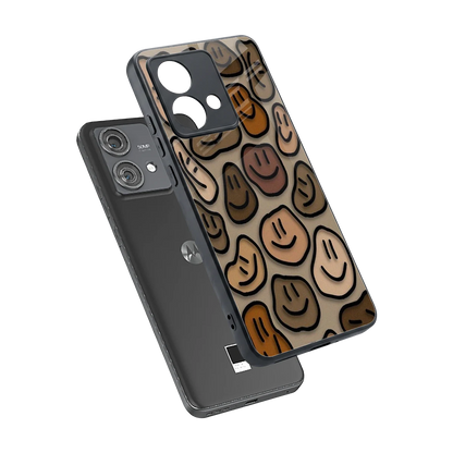 Toasty Brown Smileys sleek motorola edge 40 neo 5g cover with tempered glass back and TPU edges