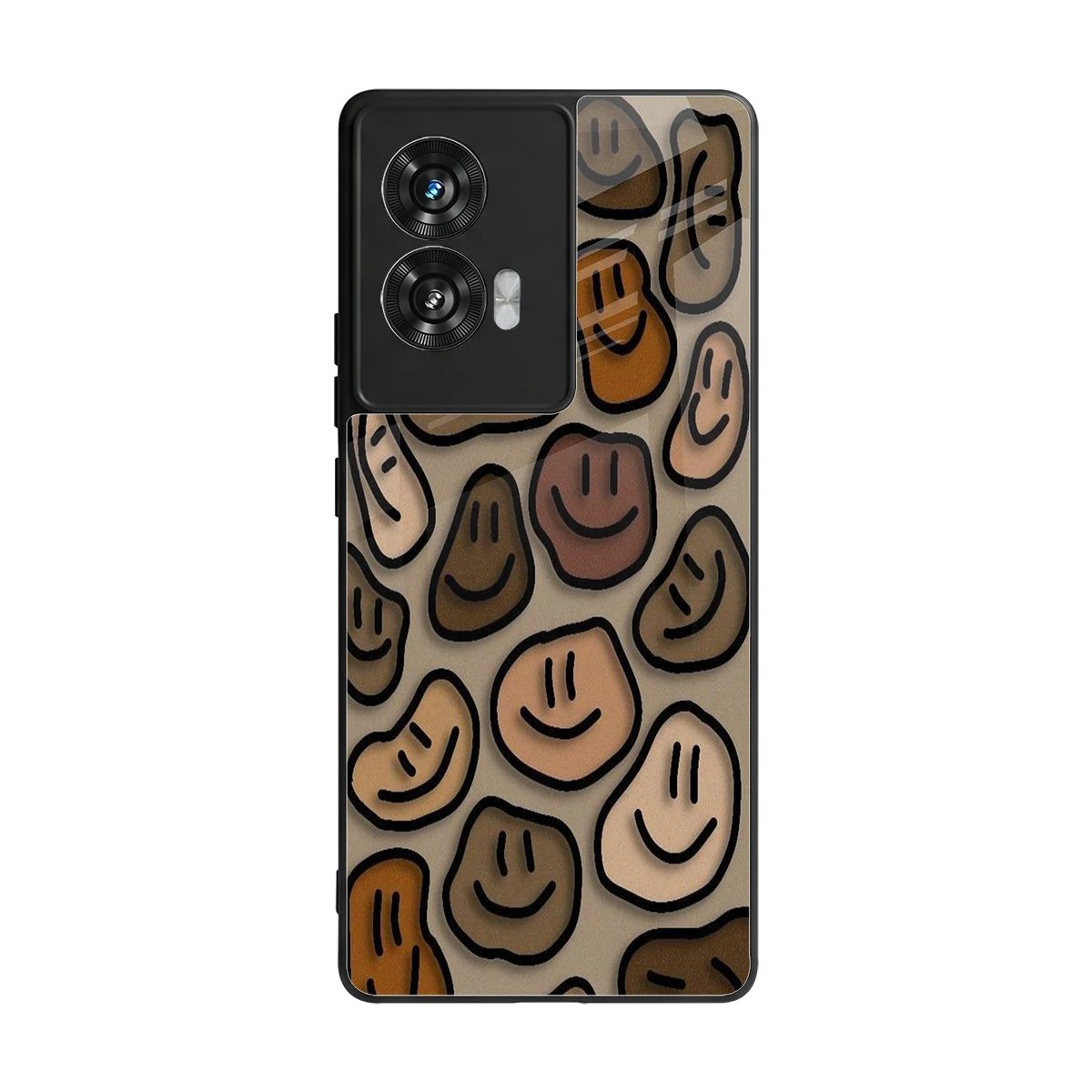 Toasty Brown Smileys back phone cover | glass case for motorola edge 50 fusion