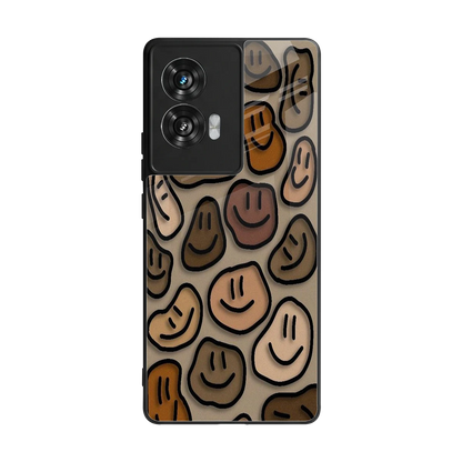 Toasty Brown Smileys back phone cover | glass case for motorola edge 50 fusion