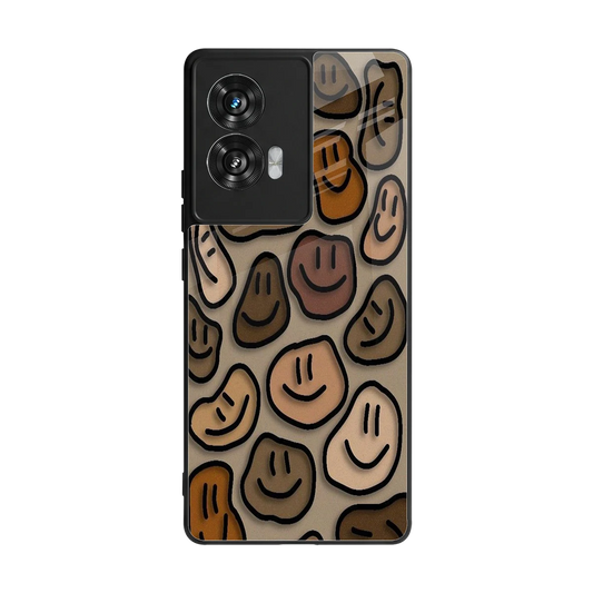 Toasty Brown Smileys back phone cover | glass case for motorola edge 50 fusion