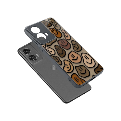 Toasty Brown Smileys sleek motorola edge 50 fusion cover with tempered glass back and TPU edges