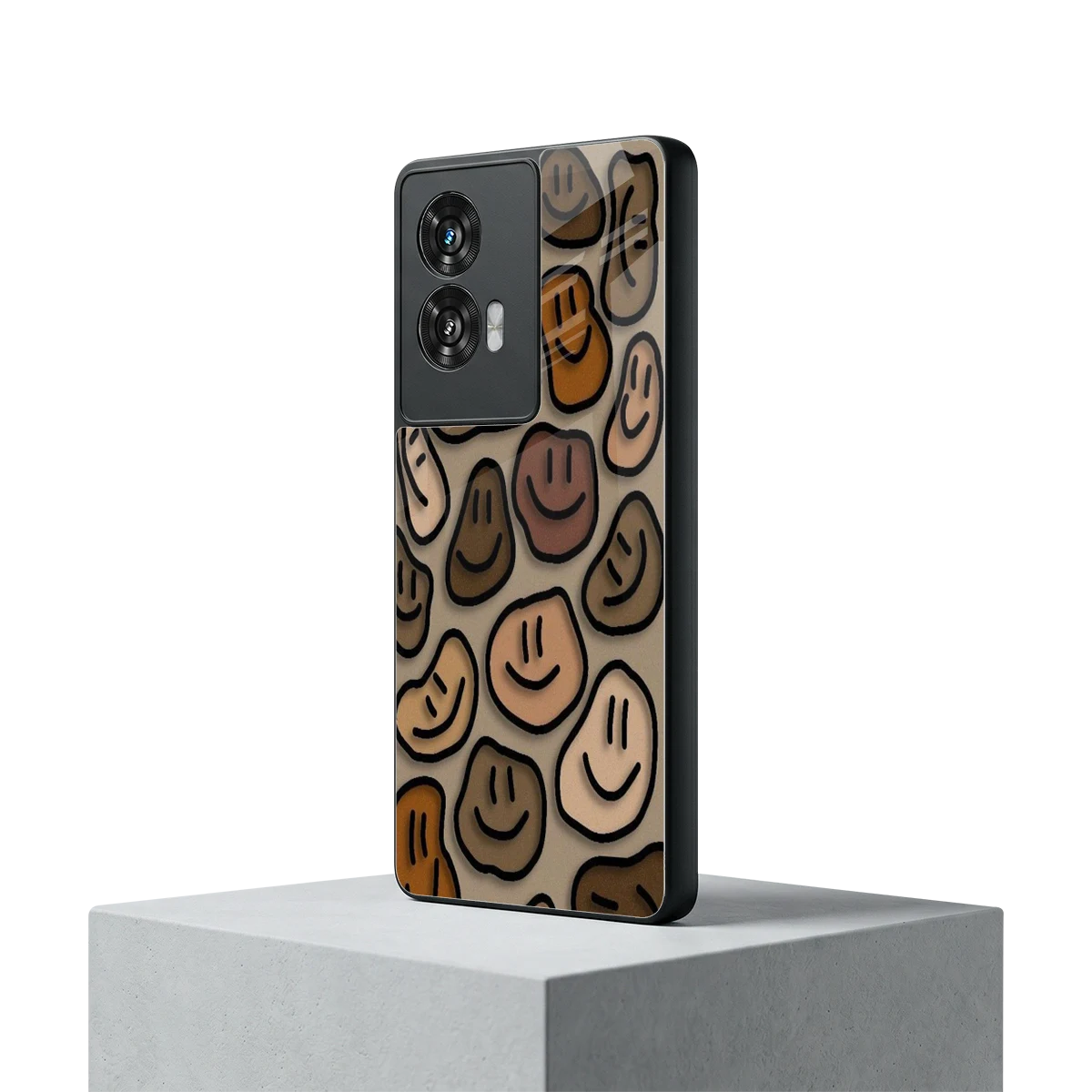 Toasty Brown Smileys motorola edge 50 fusion mobile cover | shockproof glass phone case