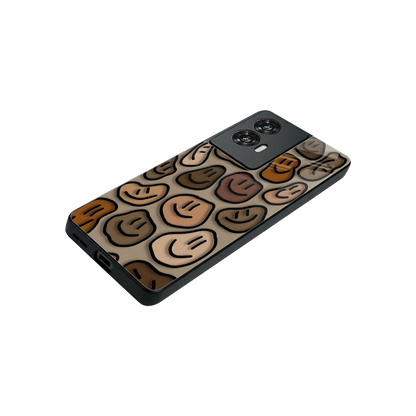 Toasty Brown Smileys stylish phone case for motorola edge 50 fusion | glossy glass and slim fit