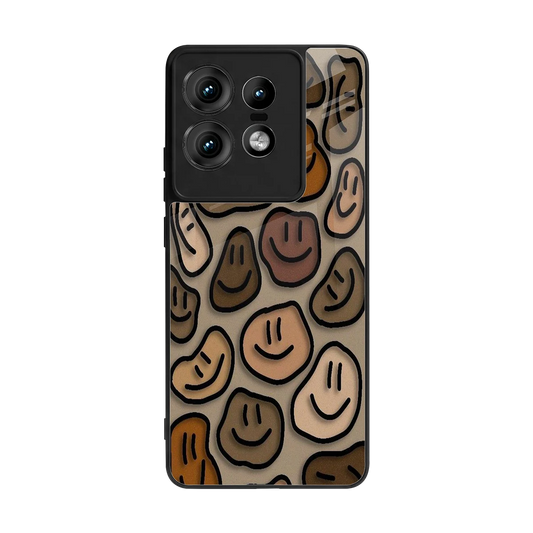 Toasty Brown Smileys back phone cover | glass case for motorola edge 50 pro