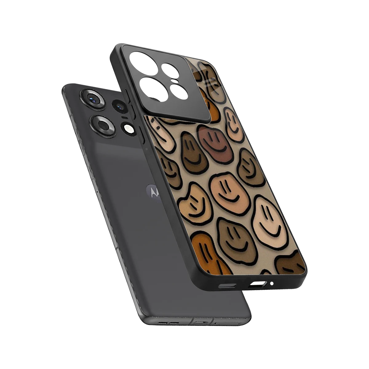 Toasty Brown Smileys sleek motorola edge 50 pro cover with tempered glass back and TPU edges