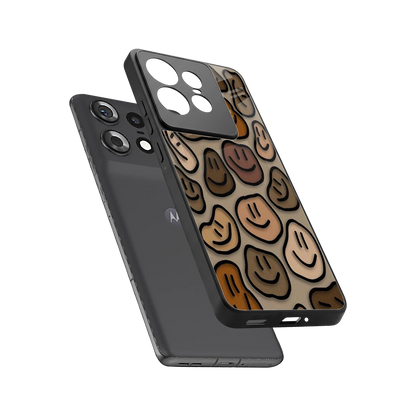 Toasty Brown Smileys sleek motorola edge 50 pro cover with tempered glass back and TPU edges