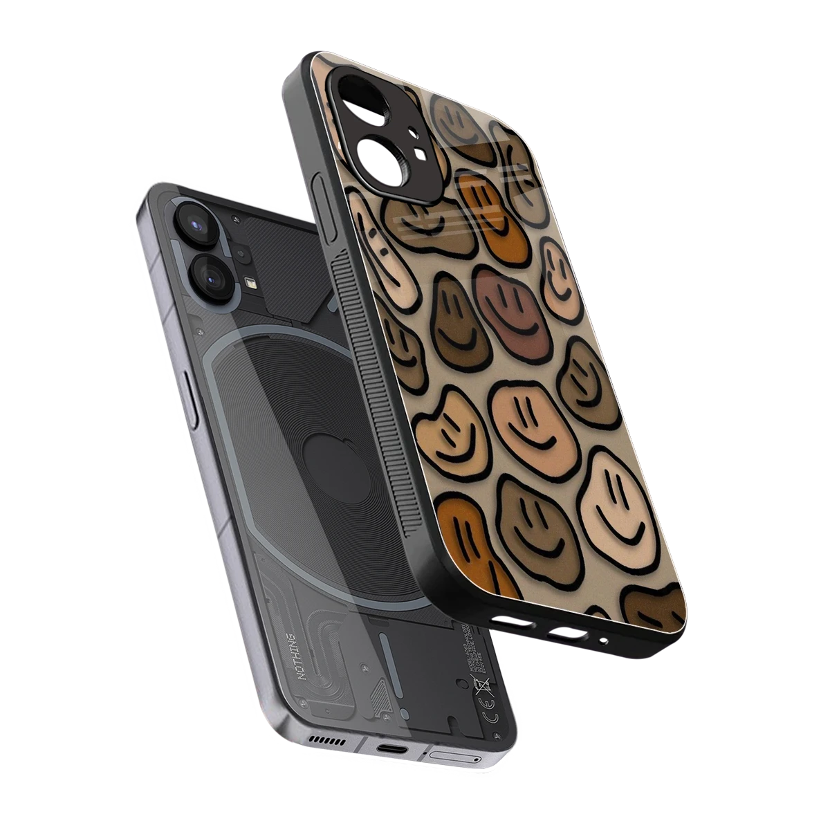 Toasty Brown Smileys sleek nothing phone 1 cover with tempered glass back and TPU edges