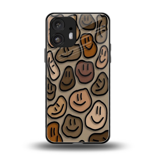 Toasty Brown Smileys back phone cover | glass case for nothing phone 2