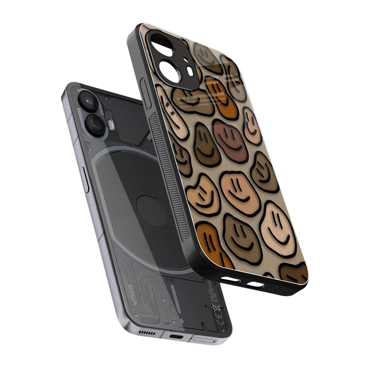 Toasty Brown Smileys sleek nothing phone 2 cover with tempered glass back and TPU edges