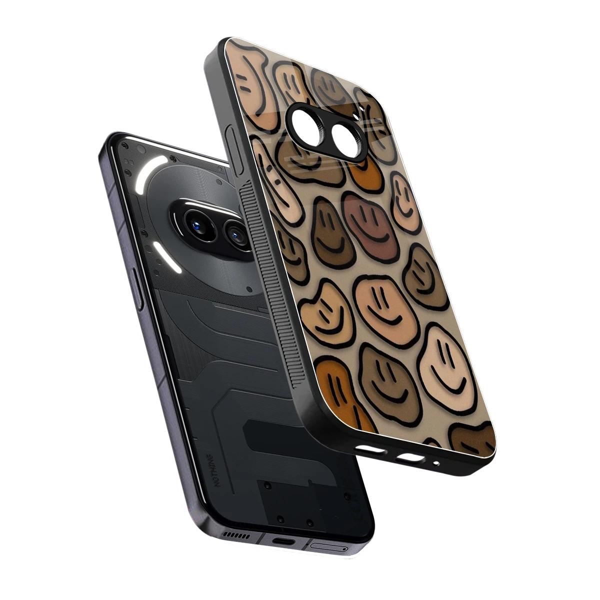 Toasty Brown Smileys sleek nothing phone 2a cover with tempered glass back and TPU edges