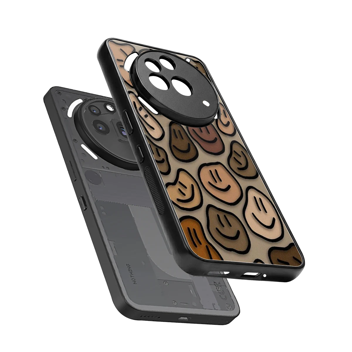 Toasty Brown Smileys sleek nothing phone 3a pro cover with tempered glass back and TPU edges