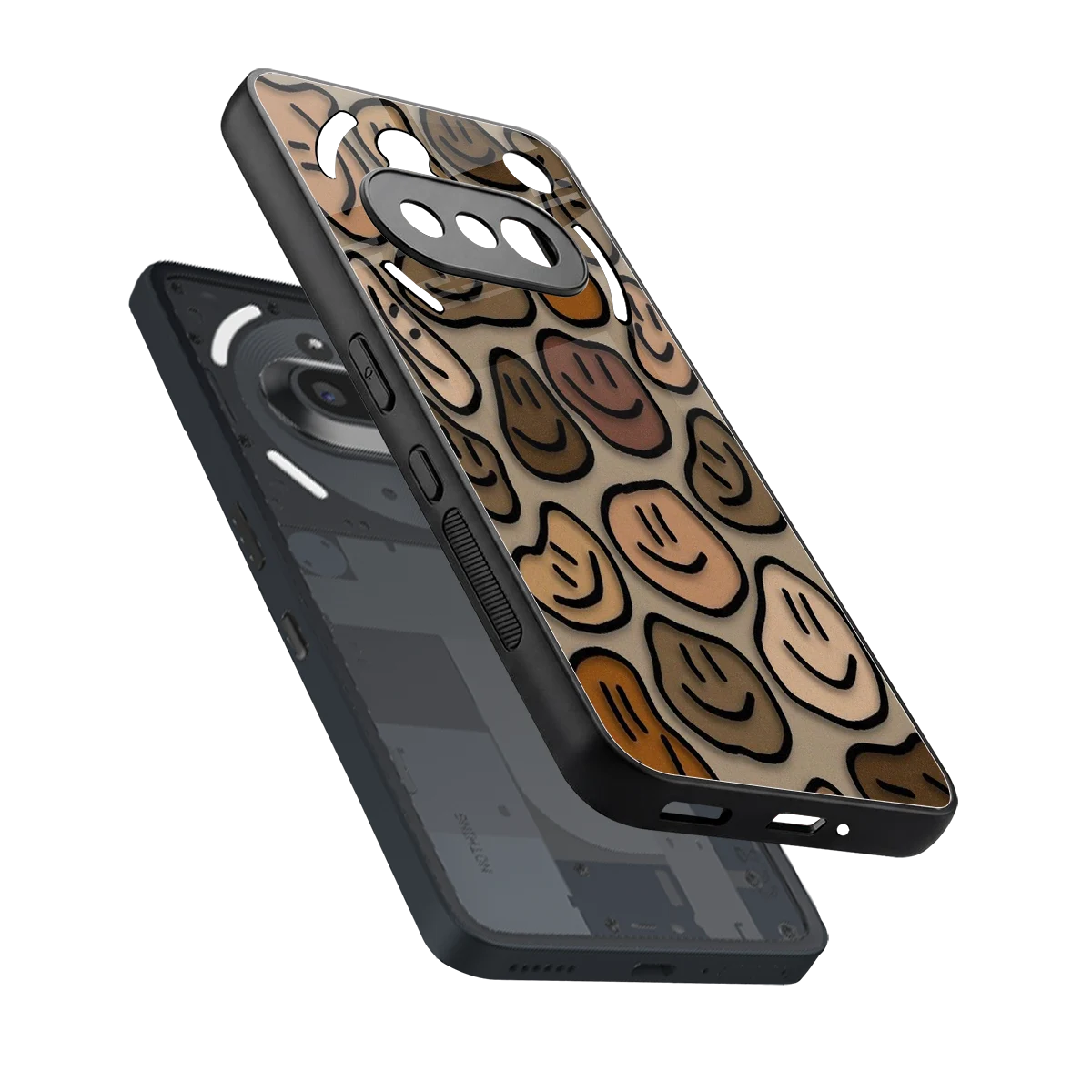 Toasty Brown Smileys sleek nothing phone 3a cover with tempered glass back and TPU edges