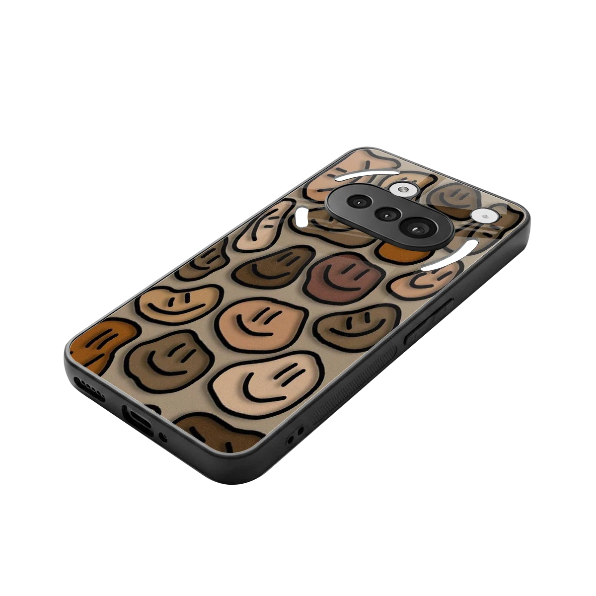 Toasty Brown Smileys stylish phone case for nothing phone 3a | glossy glass and slim fit