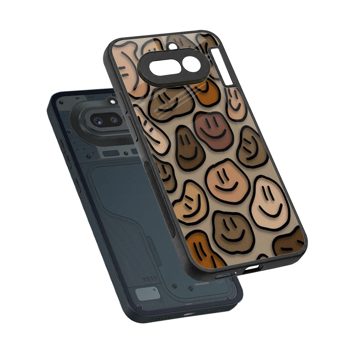 Toasty Brown Smileys sleek nothing phone 4a cover with tempered glass back and TPU edges