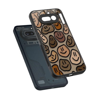 Toasty Brown Smileys sleek nothing phone 4a cover with tempered glass back and TPU edges