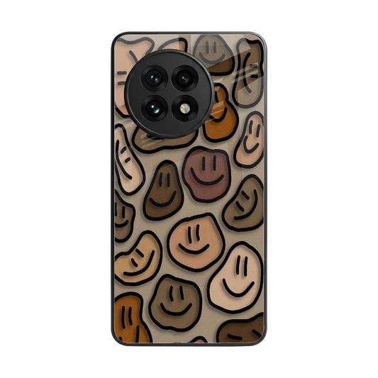 Toasty Brown Smileys back phone cover | glass case for oneplus 13r
