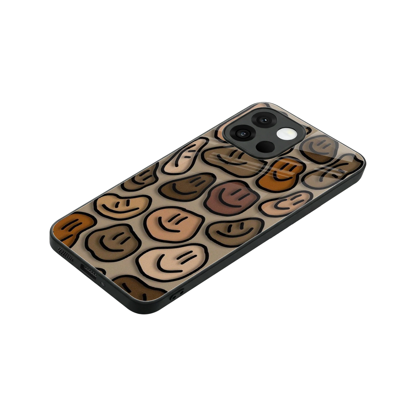 Toasty Brown Smileys stylish phone case for oneplus 13s | glossy glass and slim fit