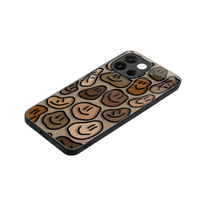 Toasty Brown Smileys stylish phone case for oneplus 13s | glossy glass and slim fit