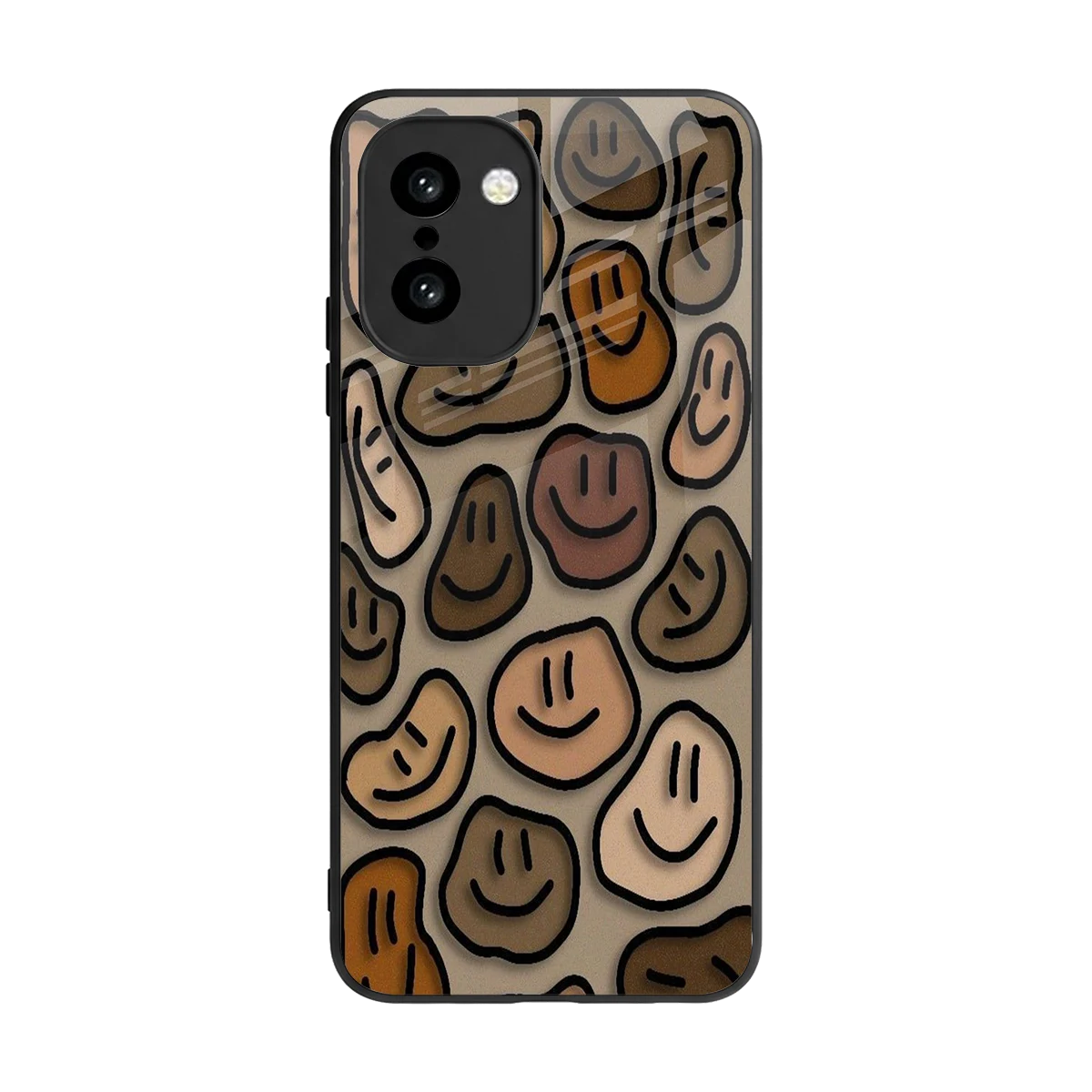 Toasty Brown Smileys back phone cover | glass case for oneplus 15r
