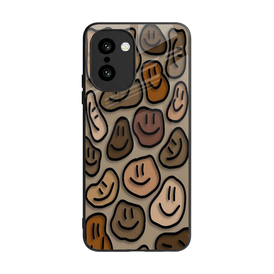 Toasty Brown Smileys back phone cover | glass case for oneplus 15r