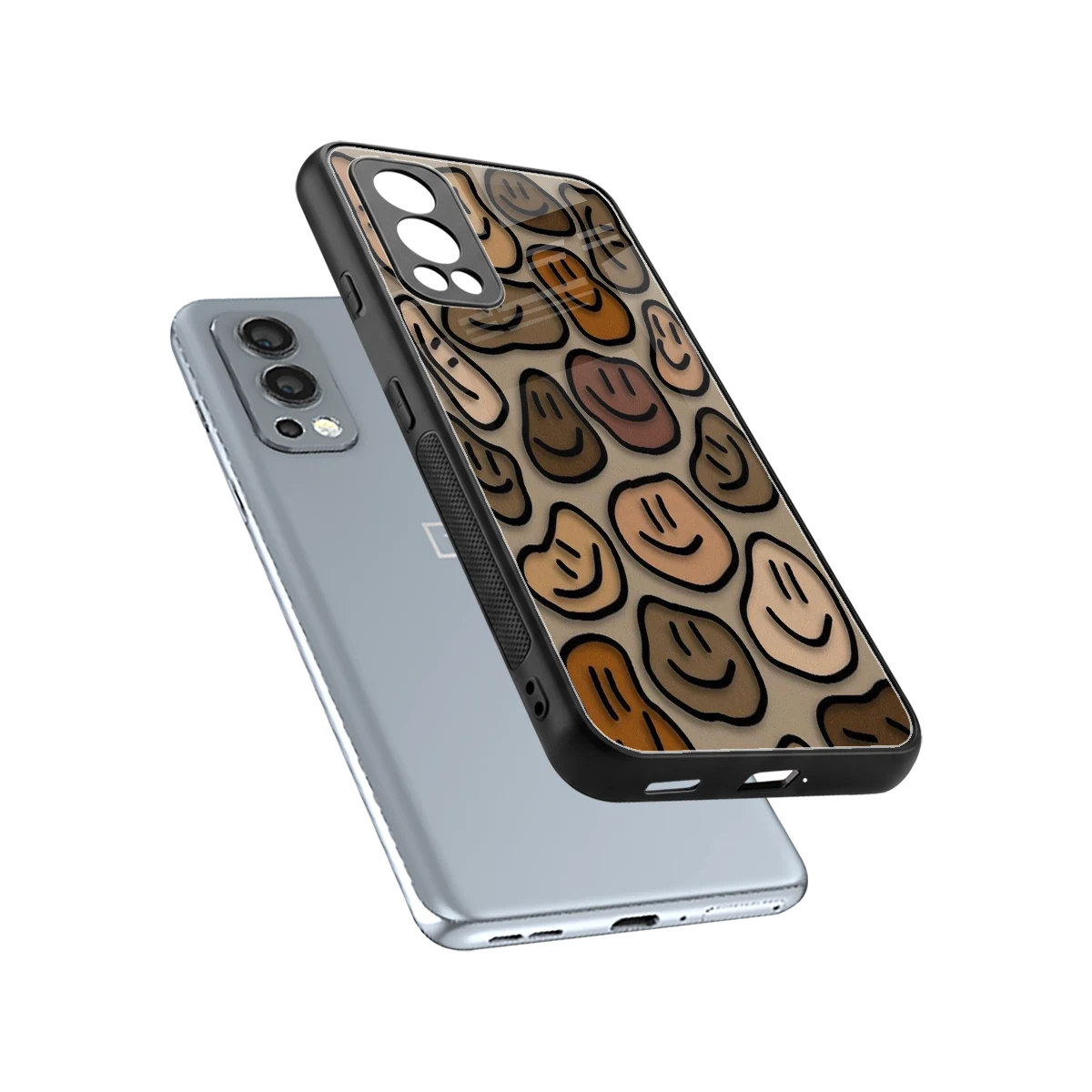 Toasty Brown Smileys sleek oneplus nord 2 cover with tempered glass back and TPU edges