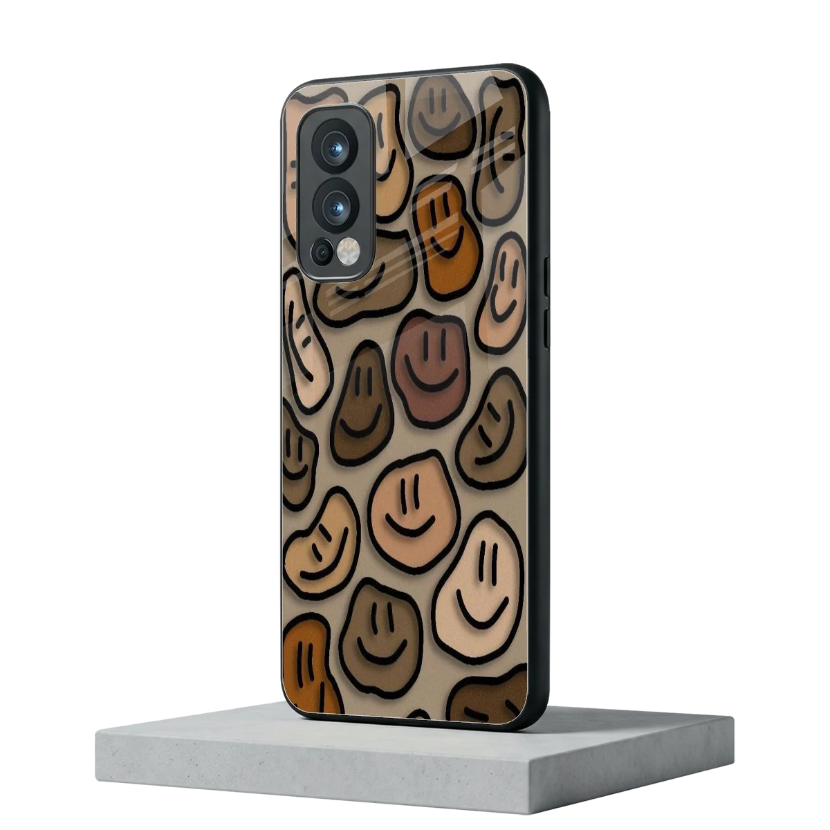 Toasty Brown Smileys oneplus nord 2 mobile cover | shockproof glass phone case