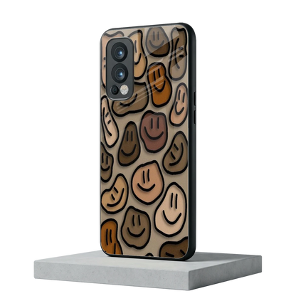 Toasty Brown Smileys oneplus nord 2 mobile cover | shockproof glass phone case