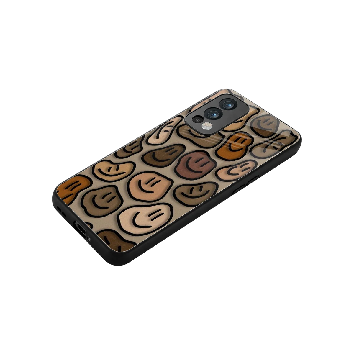 Toasty Brown Smileys stylish phone case for oneplus nord 2 | glossy glass and slim fit