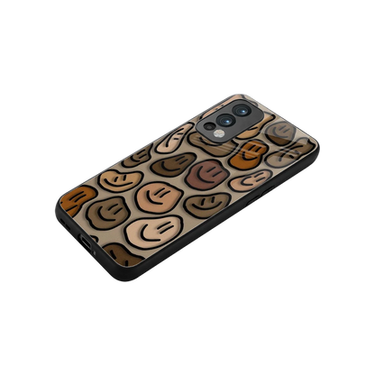 Toasty Brown Smileys stylish phone case for oneplus nord 2 | glossy glass and slim fit