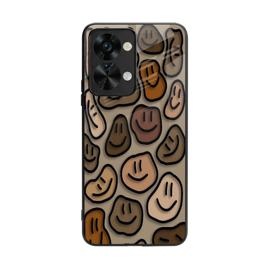 Toasty Brown Smileys back phone cover | glass case for oneplus nord 2t