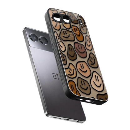 Toasty Brown Smileys sleek oneplus nord 4 cover with tempered glass back and TPU edges