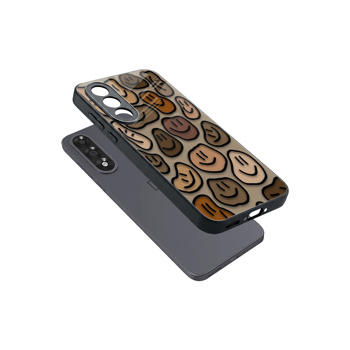 Toasty Brown Smileys sleek oneplus nord 5 cover with tempered glass back and TPU edges