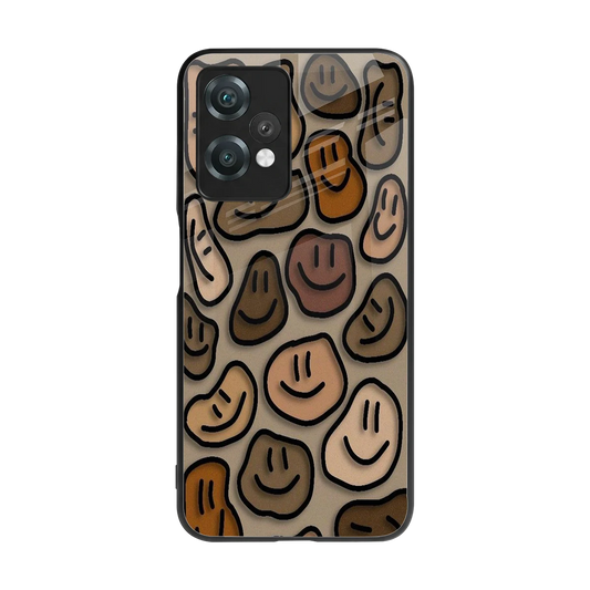 Toasty Brown Smileys back phone cover | glass case for oneplus nord ce 2 lite