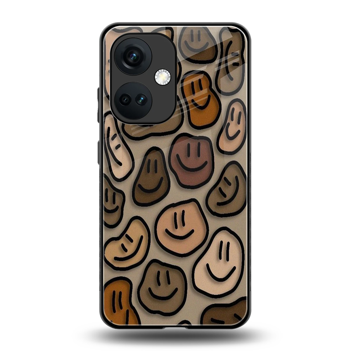 Toasty Brown Smileys back phone cover | glass case for oneplus nord ce 3