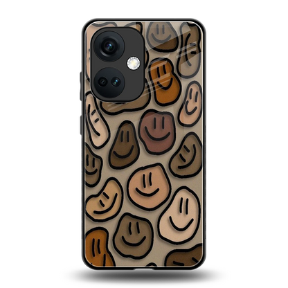 Toasty Brown Smileys back phone cover | glass case for oneplus nord ce 3